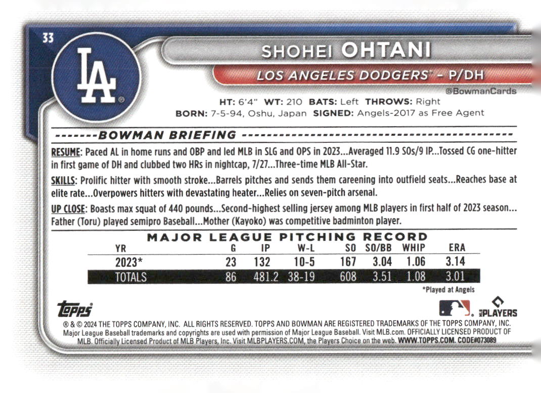 2024 Bowman #33 Shohei Ohtani