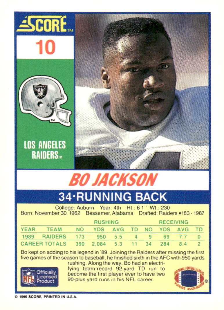 1990 Score #10 Bo Jackson