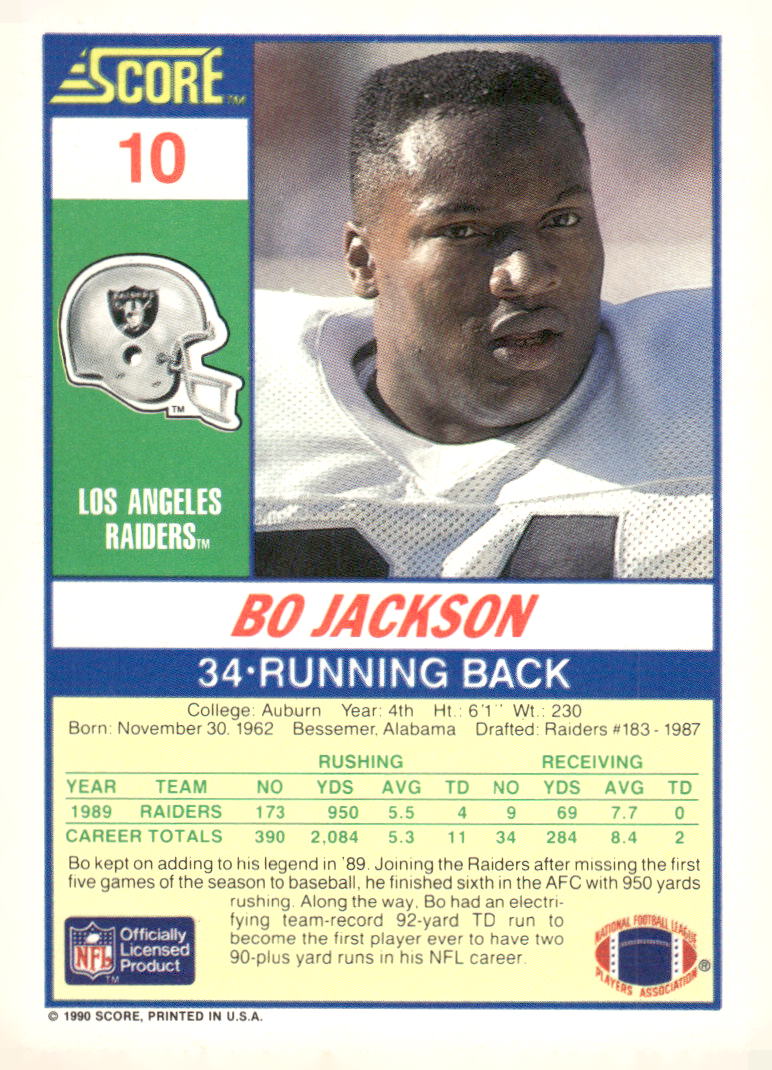 1990 Score #10 Bo Jackson