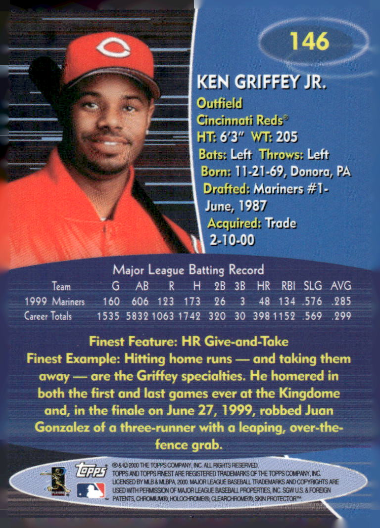 2023 Topps Finest #146 Ken Griffey Jr 2000 Topps Finest World's Finest