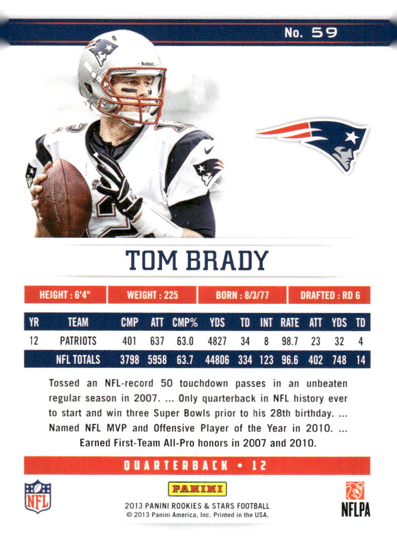 2013 Panini Rookies & Stars #59 Tom Brady