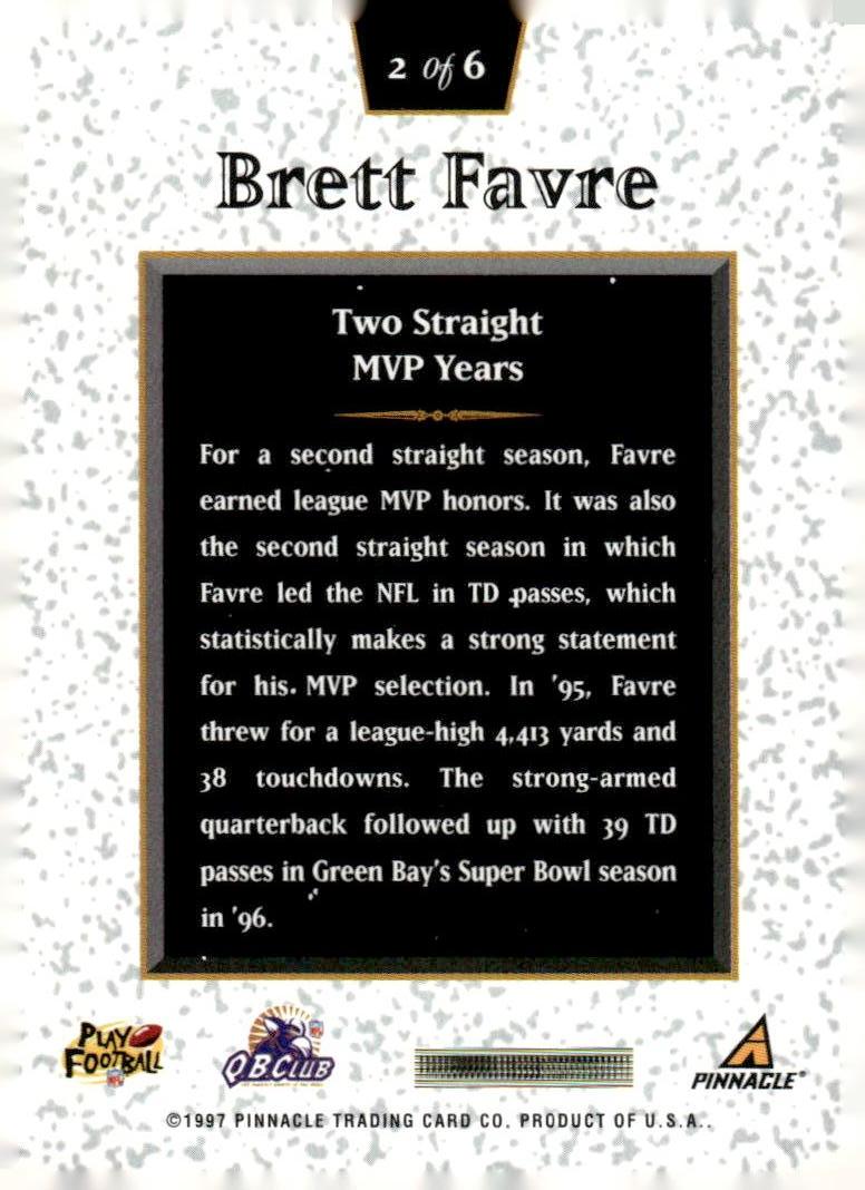 1997 Pinnacle Mint #2 Brett Favre Commemorative Cards