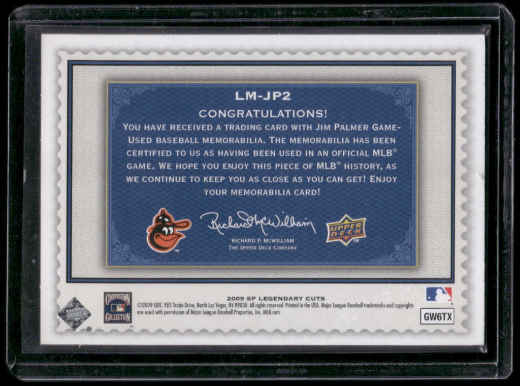 2009 SP Legendary Cuts #LM-JP2 Jim Palmer Blue # 15 of 100