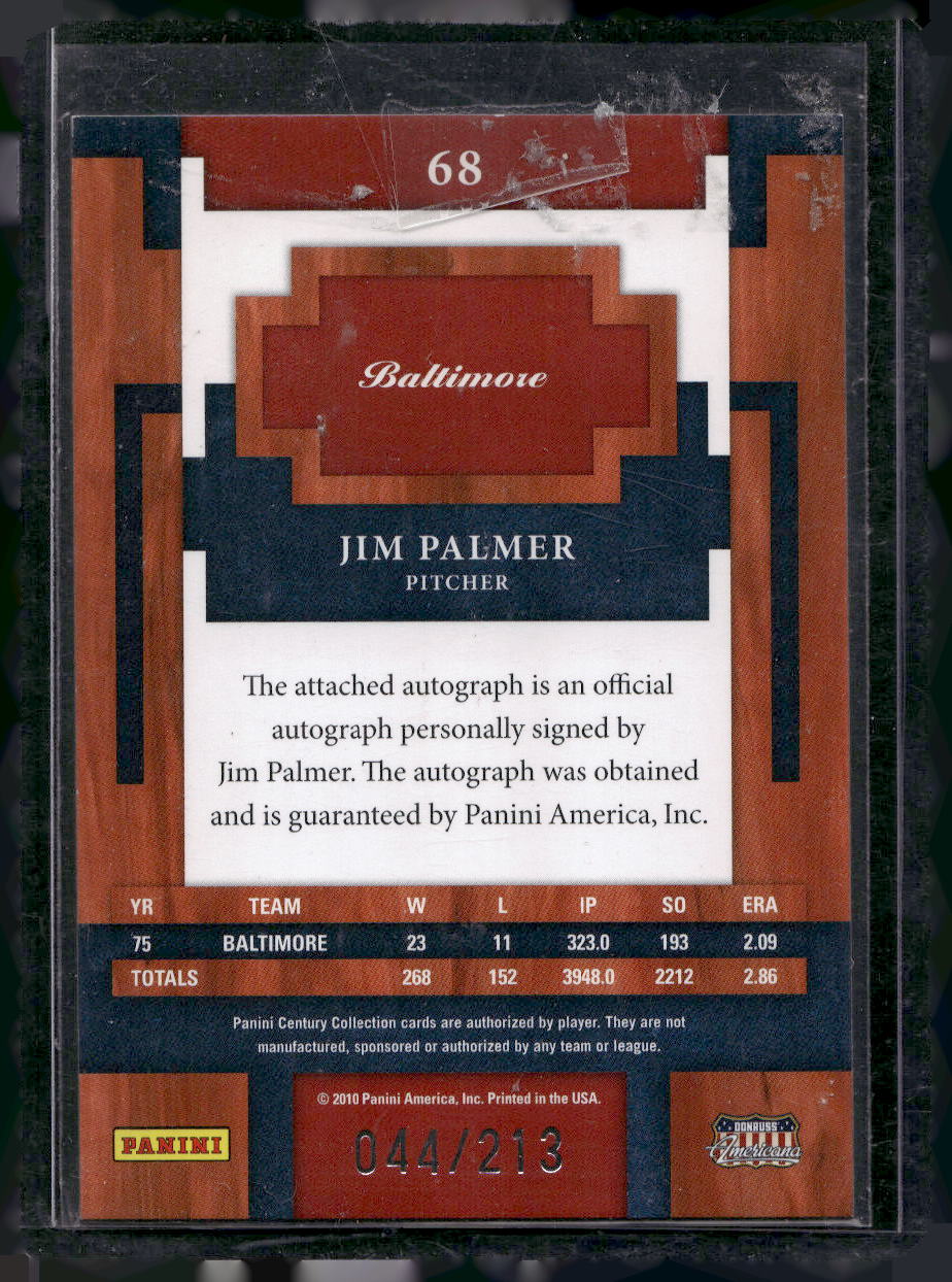 2010 Panini Century - Postmarks Silver Signatures #68 Jim Palmer #44 of 213