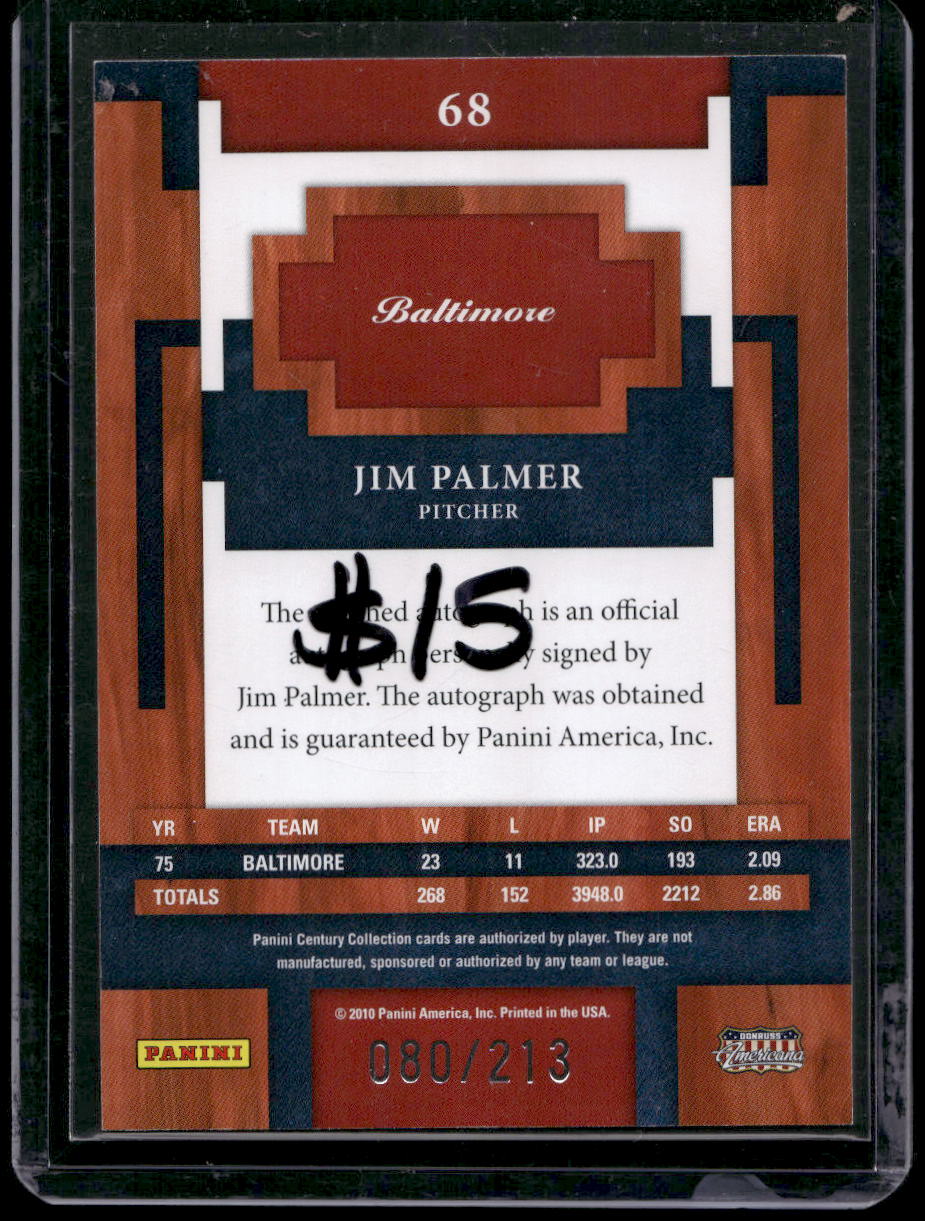 2010 Panini Century - Postmarks Silver Signatures #68 Jim Palmer #80 of 213