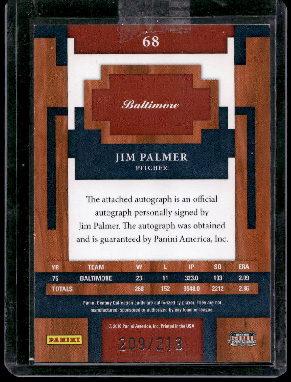 2010 Panini Century - Postmarks Silver Signatures #68 Jim Palmer #/213