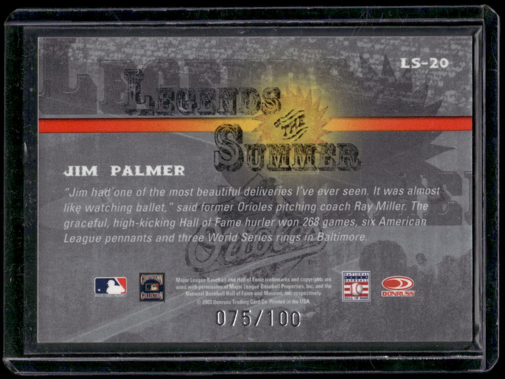 2003 Donruss Sig #LS-20c Jim Palmer Summer Legends Auto Notations /100