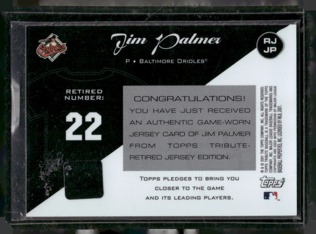 2001 Topps Tribute #RJ-JP Jim Palmer Game Worn Relics