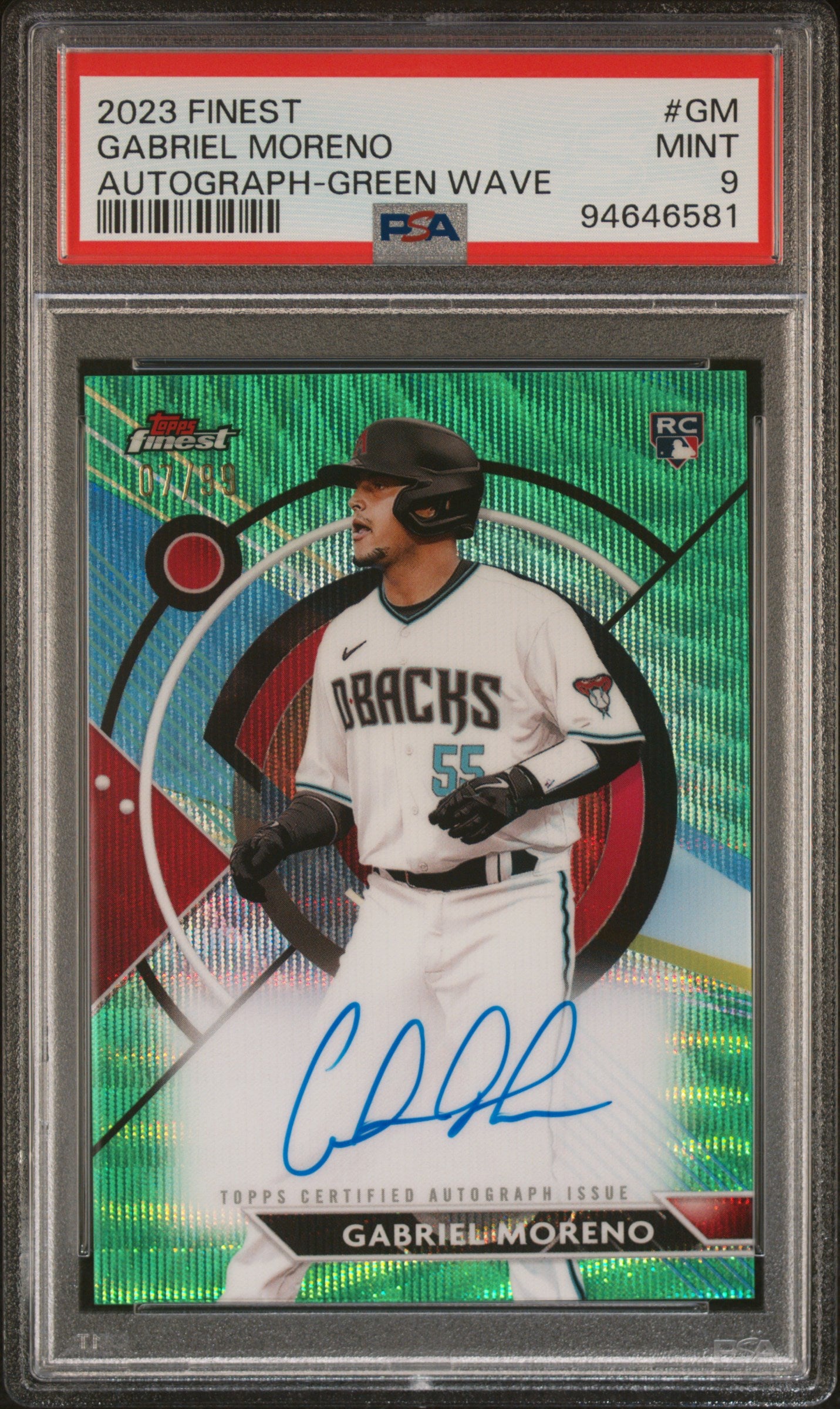 2023 Finest #89 Gabriel Moreno Green Lava Refractor PSA 9 #/99
