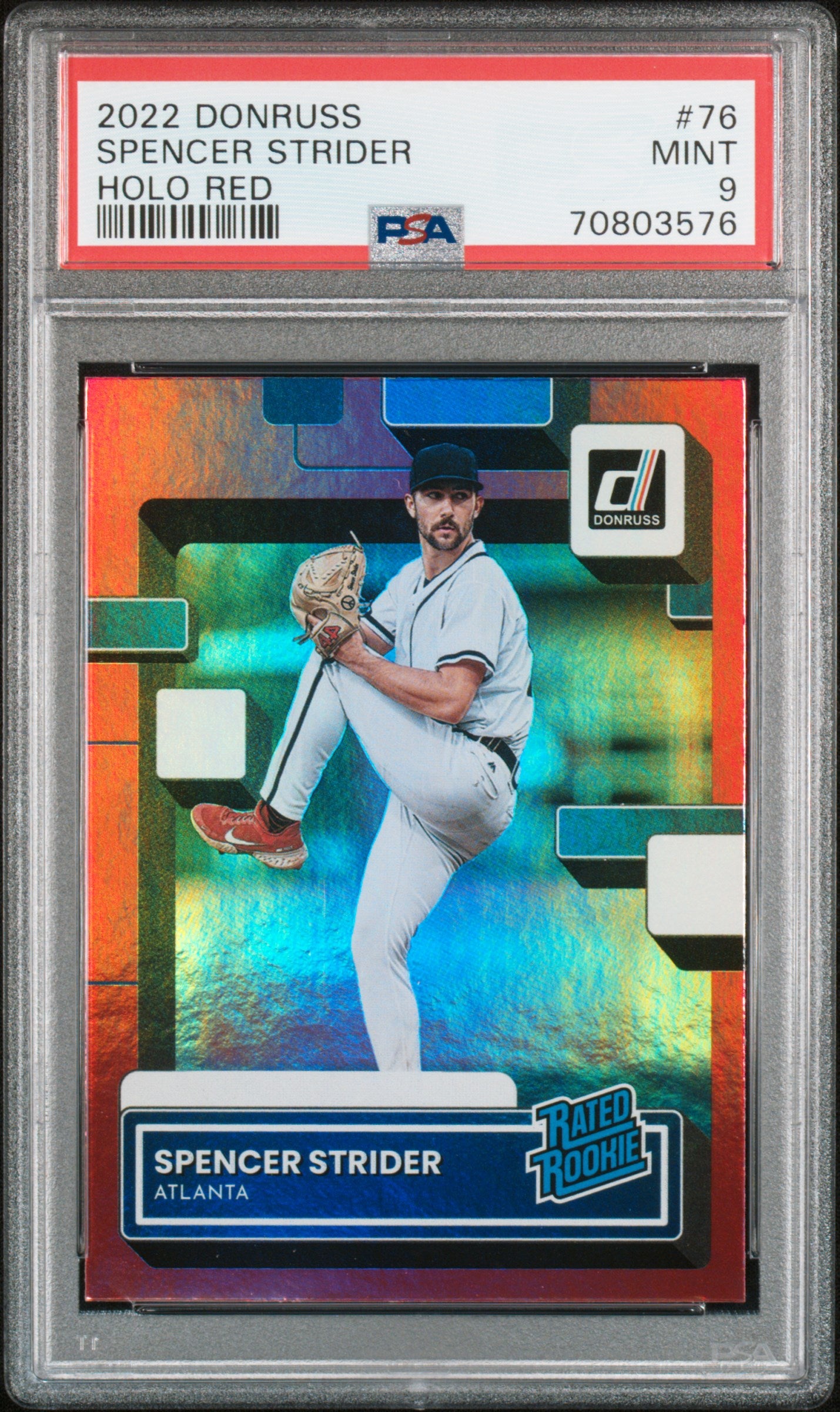 2022 Donruss #76 Spencer Strider Holo Red PSA 9