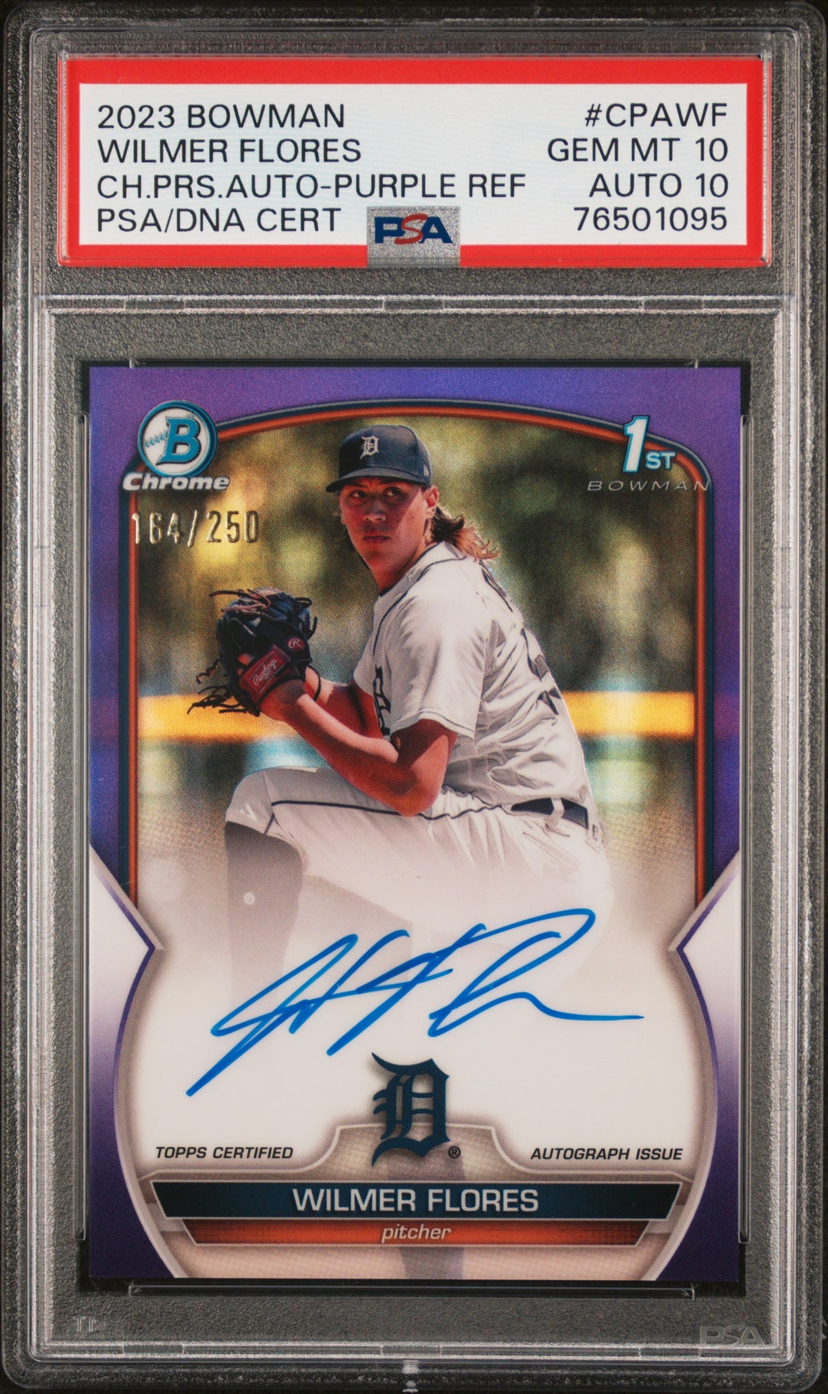 2023 Bowman Chrome Wilmer Flores 1st Purple Refractor Auto /250 CPA-WF PSA 10