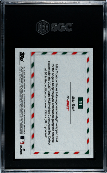 2023 Topps MLB Holiday Countdown #11 Mike Trout SGC 10