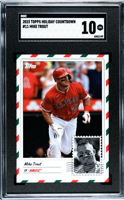 2023 Topps MLB Holiday Countdown #11 Mike Trout SGC 10
