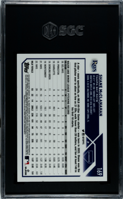 2023 Topps Chrome #169 Shane McClanahan Aqua Lava Refractors SGC 10 #/199