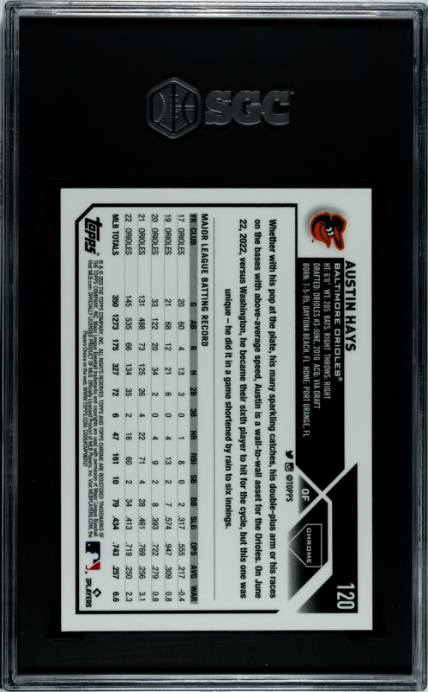 2023 Topps Chrome #120 Austin Hays Green Wave Refractors SGC 10 #/99
