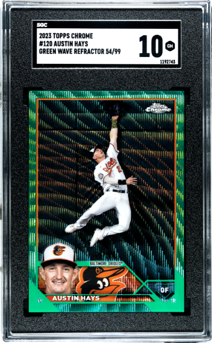 2023 Topps Chrome #120 Austin Hays Green Wave Refractors SGC 10 #/99