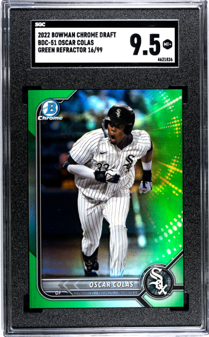 2022 Bowman Draft #BDC-51 Oscar Colas Chrome Green Refractor SGC 9.5 #/99