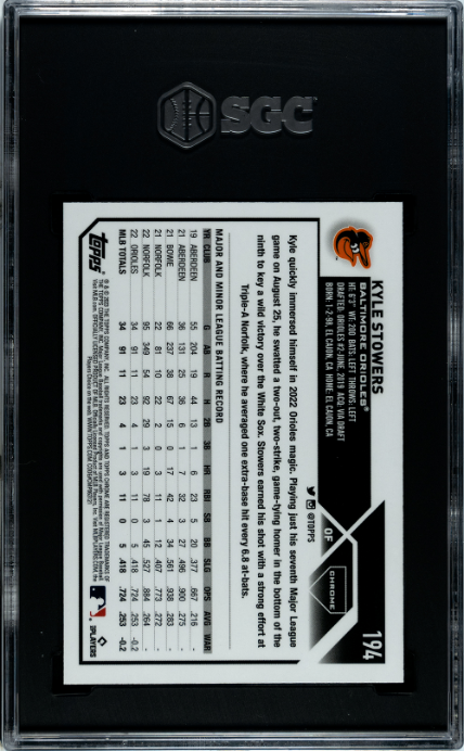 2023 Topps Chrome #194 Kyle Stowers Prism Refractors SGC 10