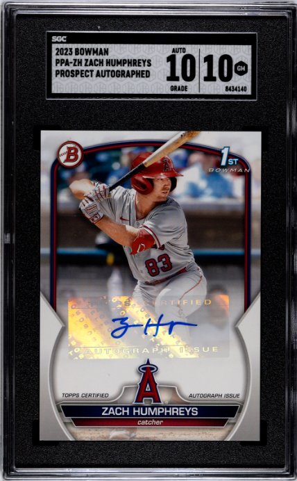 2023 Bowman #PPA-ZH Zach Humphreys Prospect Autographs SGC 10