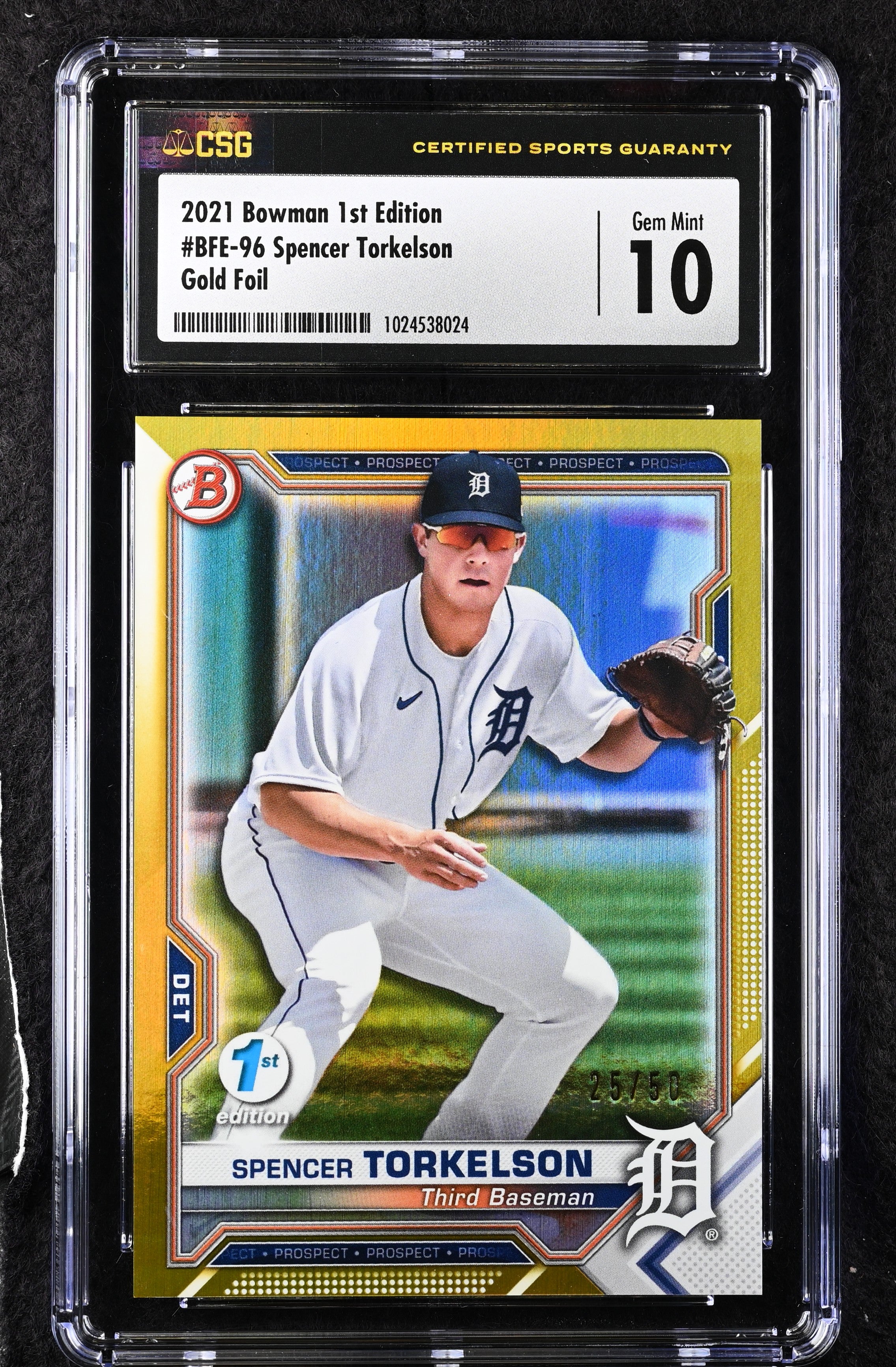 2021 Bowman 1st Edition #BFE-96 Spencer Torkelson Gold CGC 10 #/50