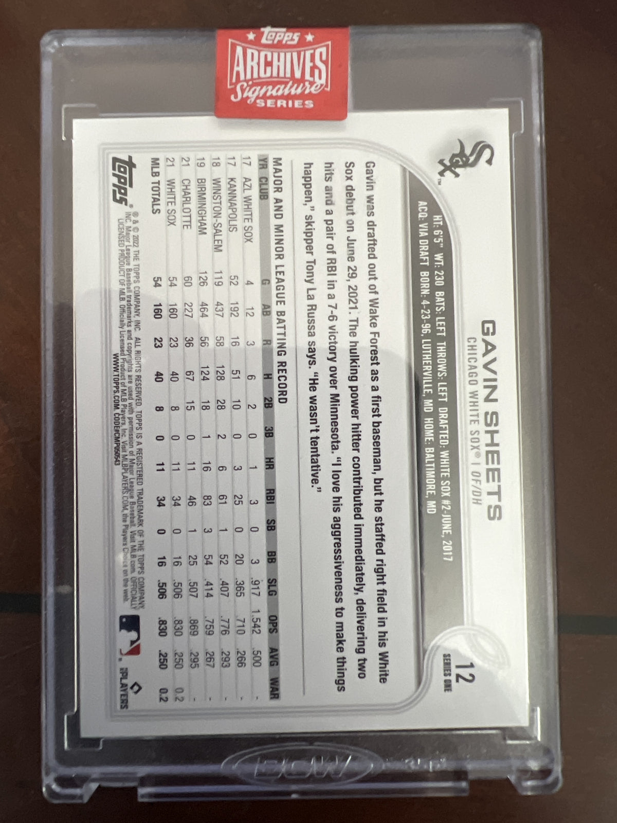 2022 Topps 1st Edition #12 Gavin Sheets Gold Foil