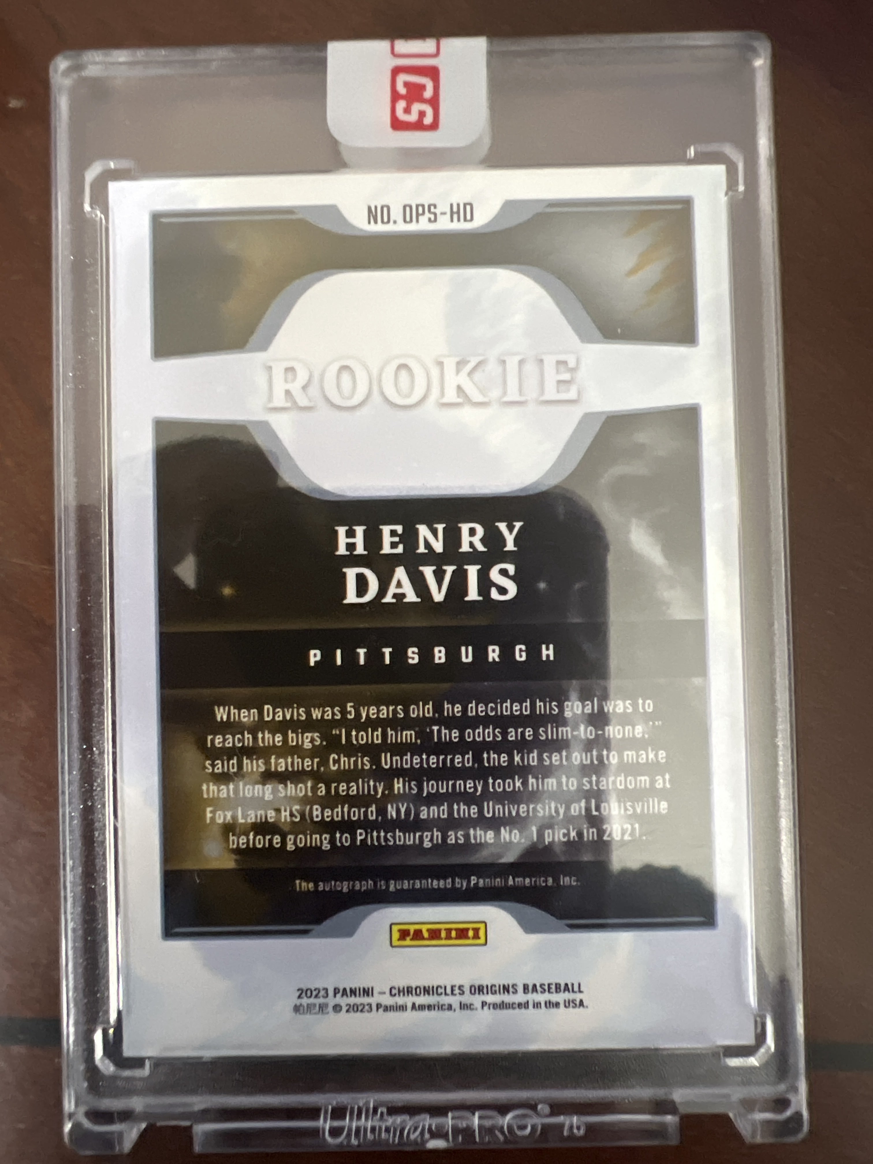 2023 Panini Chronicles - Origins Rookie Signatures Red #OPS-HD Henry Davis #/99