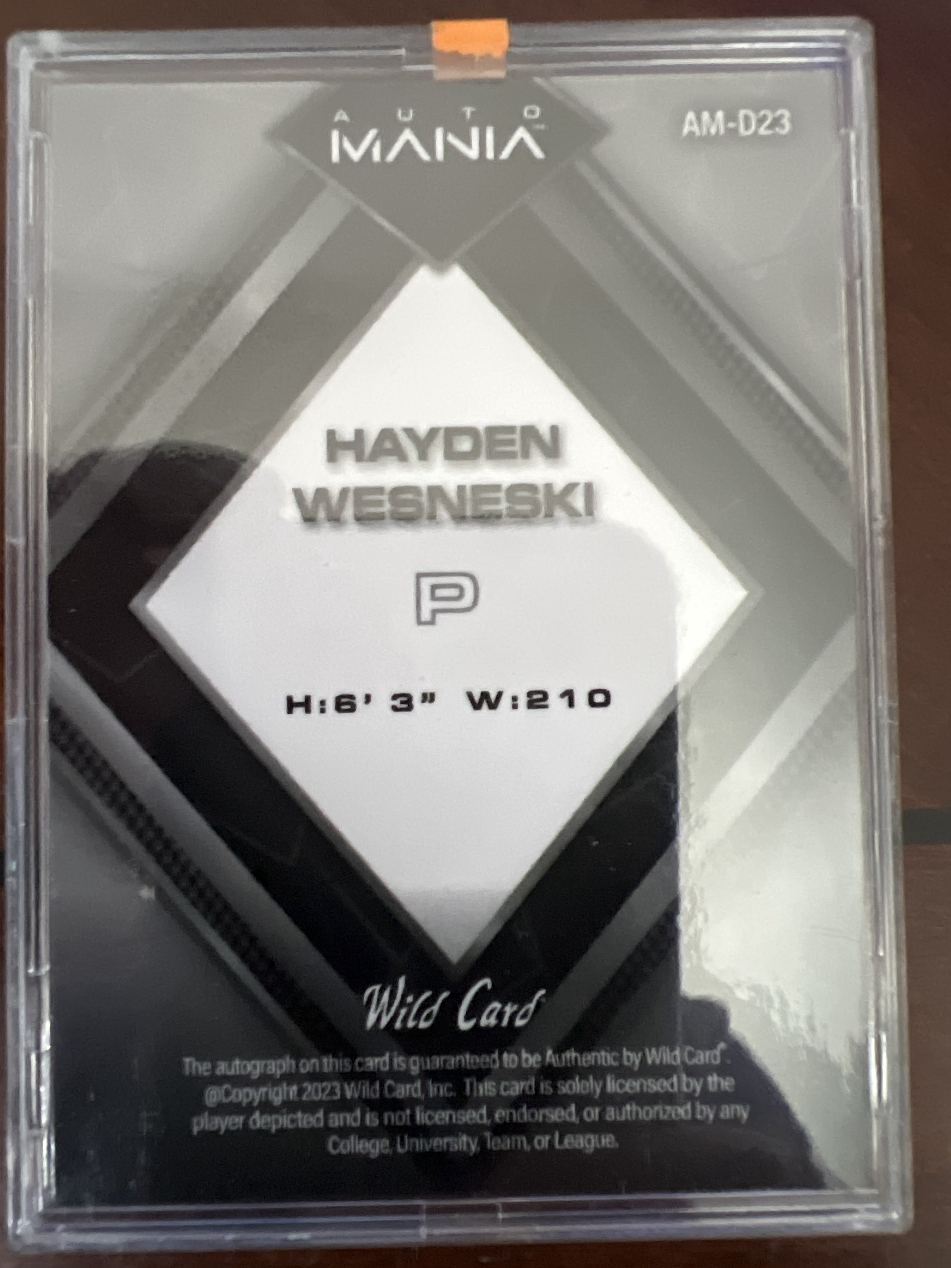 2023 Wild Card AutoMania - Diamond Rainbow Blue #AM-D23 Hayden Wesneski