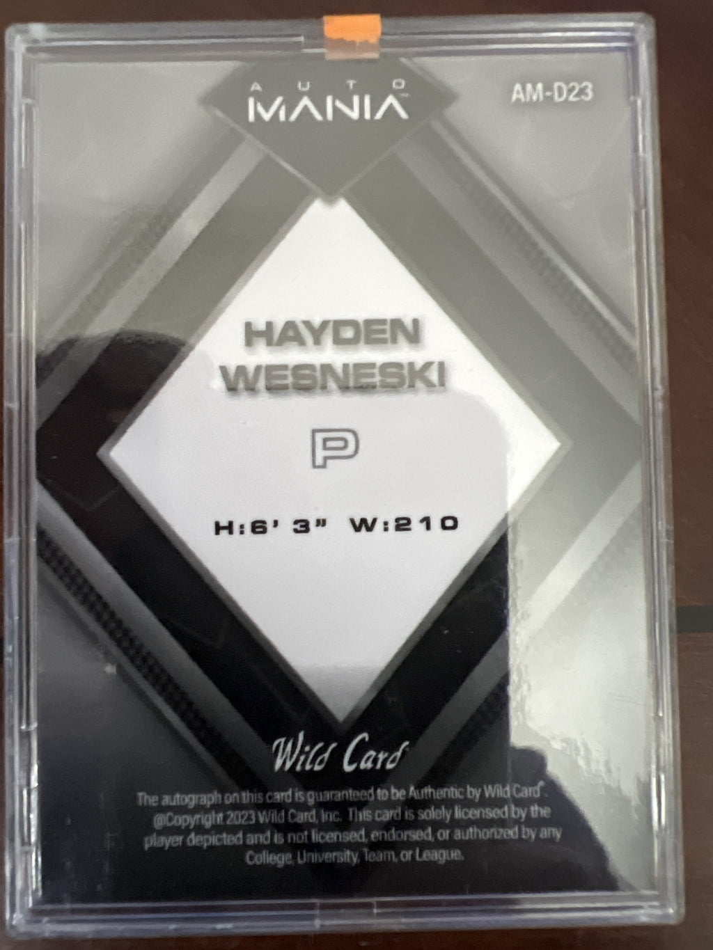 2023 Wild Card AutoMania - Diamond Rainbow Blue #AM-D23 Hayden Wesneski
