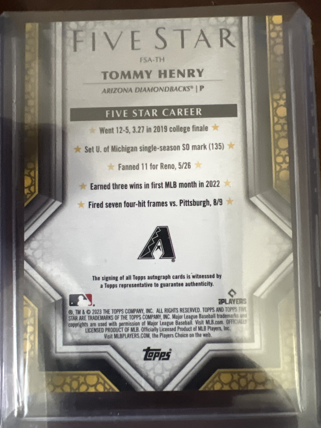 2023 Topps Five Star #FSA-TH Tommy Henry