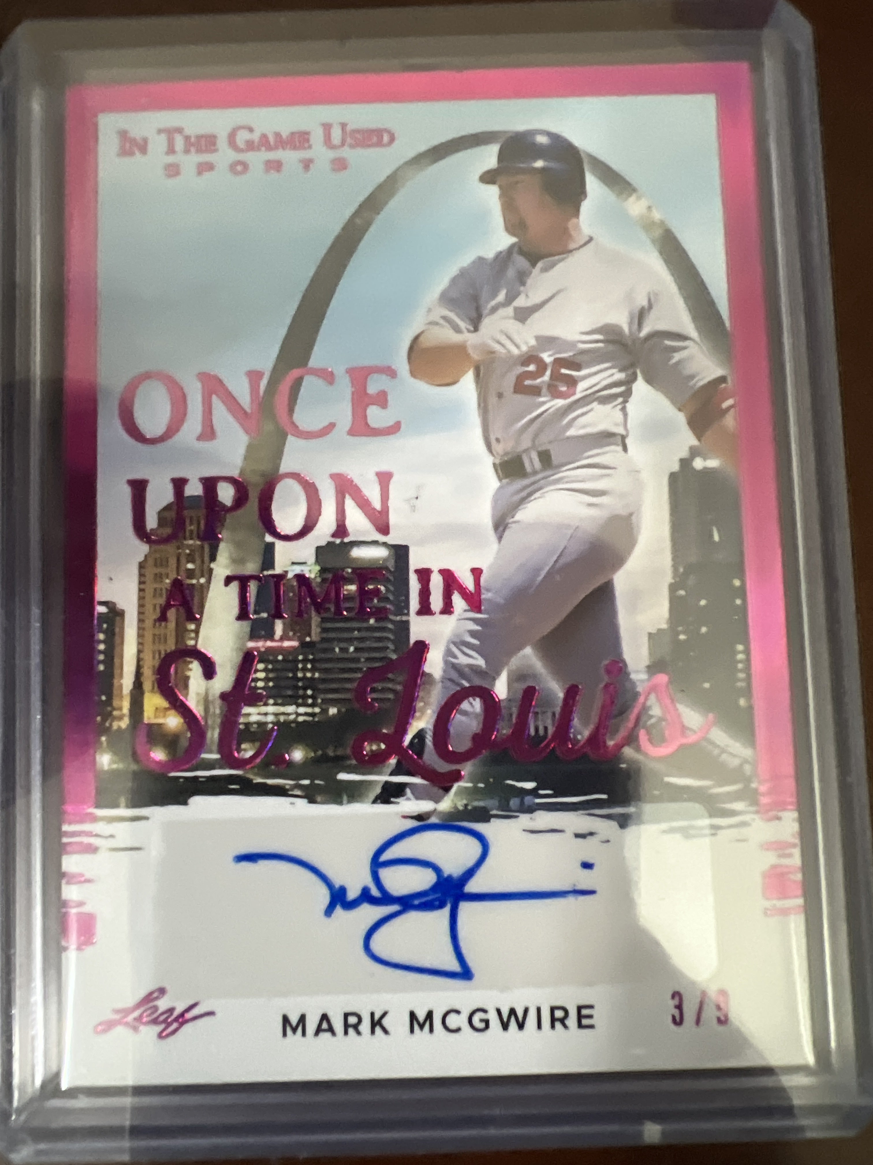 2024 Leaf In The Game Used Mark McGwire Once Upon A Time Pink Holo /9 OUT-MM1