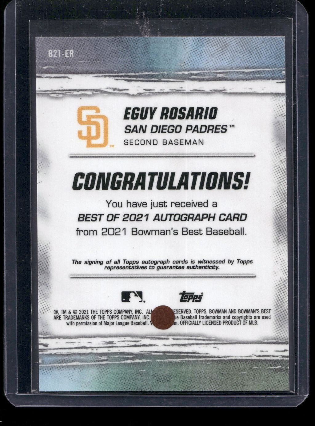 2021 Bowman's Best #B21-ER Eguy Rosario Best of 2021 Autographs