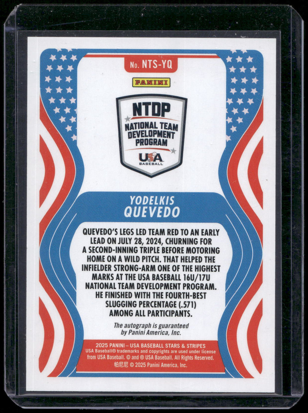 2025 Panini Stars & Stripes USA Baseball Yodelkis Quevedo Auto #NTS-YQ