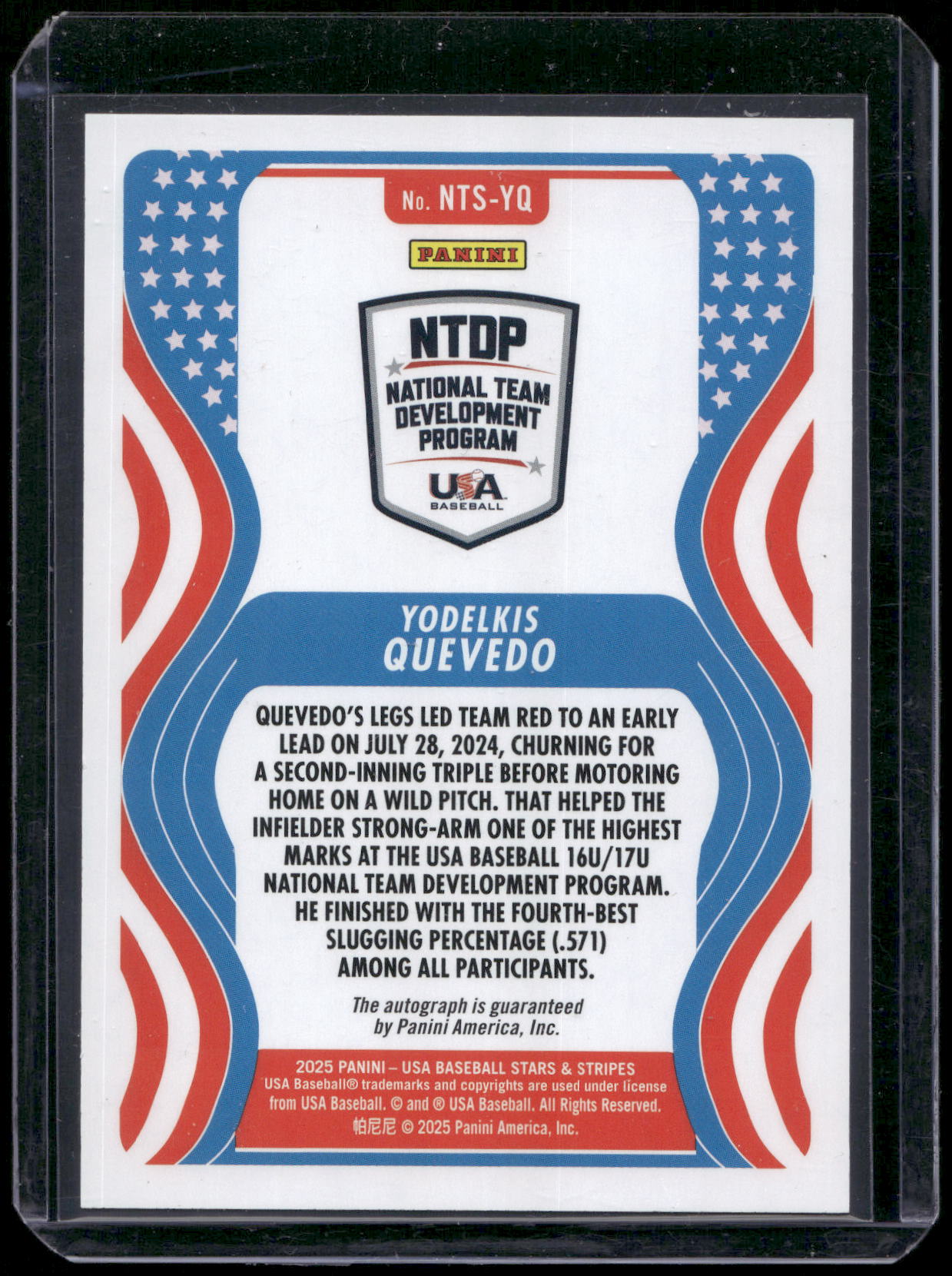 2025 Panini Stars & Stripes USA Baseball Yodelkis Quevedo Auto #NTS-YQ