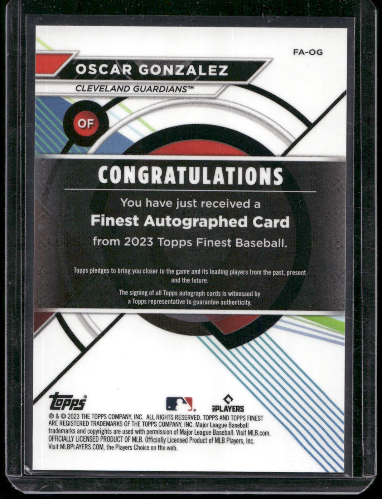 2023 Finest #FA-OG Oscar Gonzalez Finest Autographs