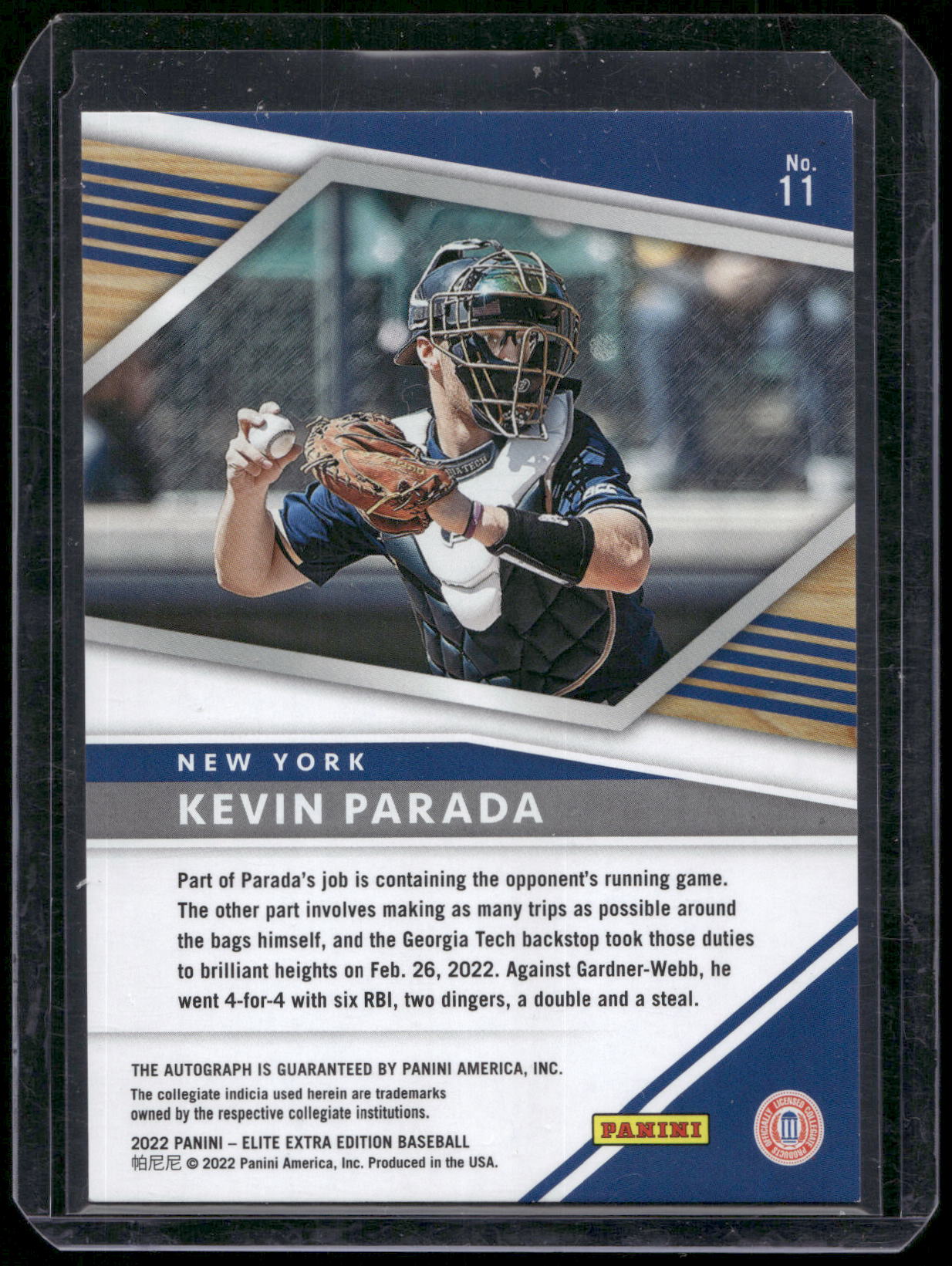 2022 Panini Elite Extra Edition #11 Kevin Parada Signatures