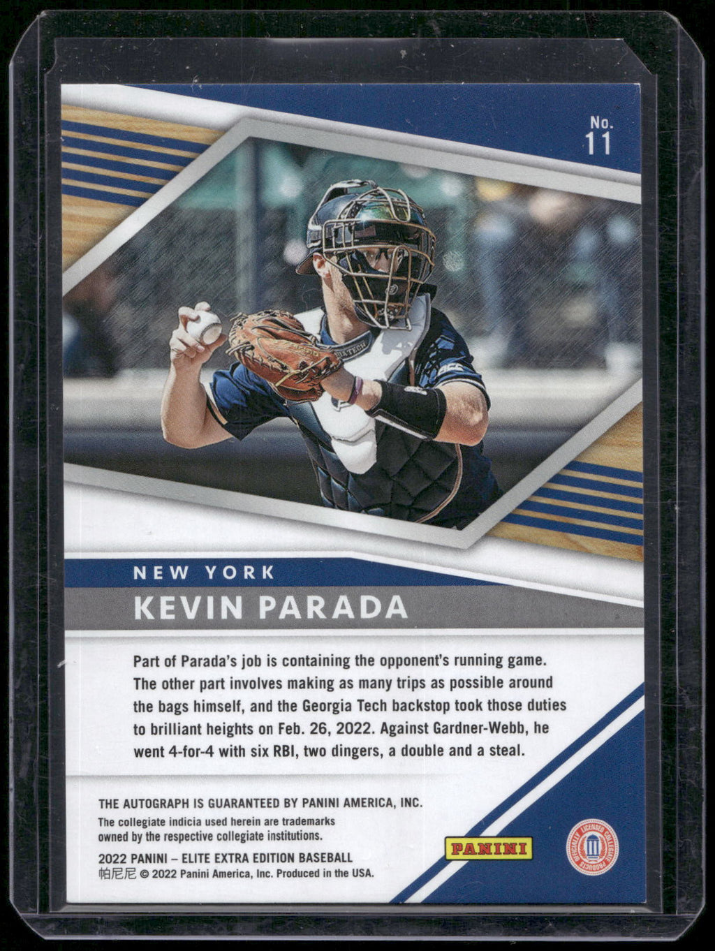 2022 Panini Elite Extra Edition #11 Kevin Parada Signatures
