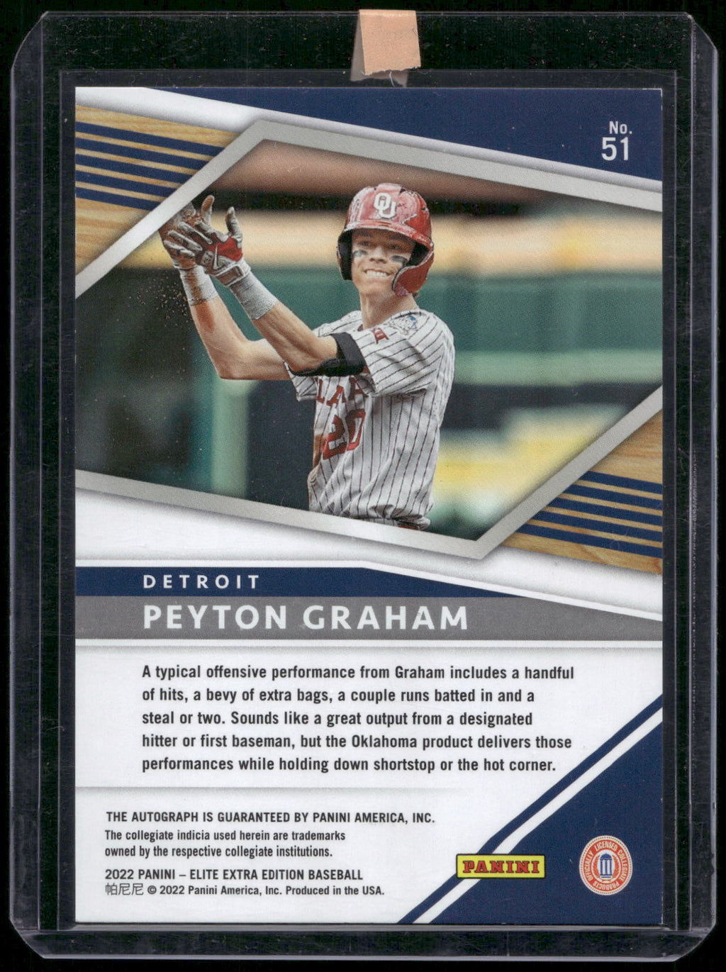 2022 Panini Elite Extra Edition #51 Peyton Graham Signatures