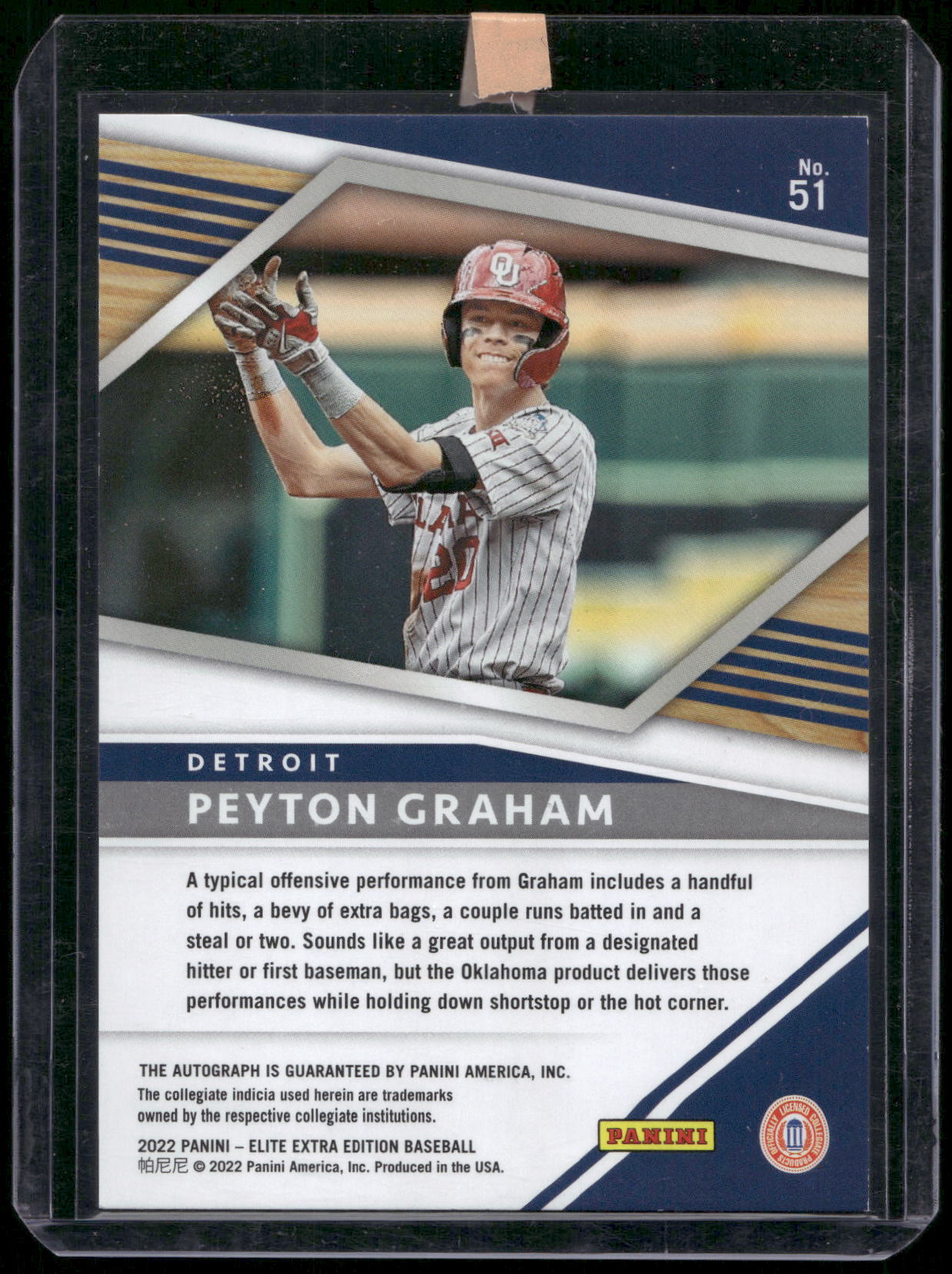 2022 Panini Elite Extra Edition #51 Peyton Graham Signatures