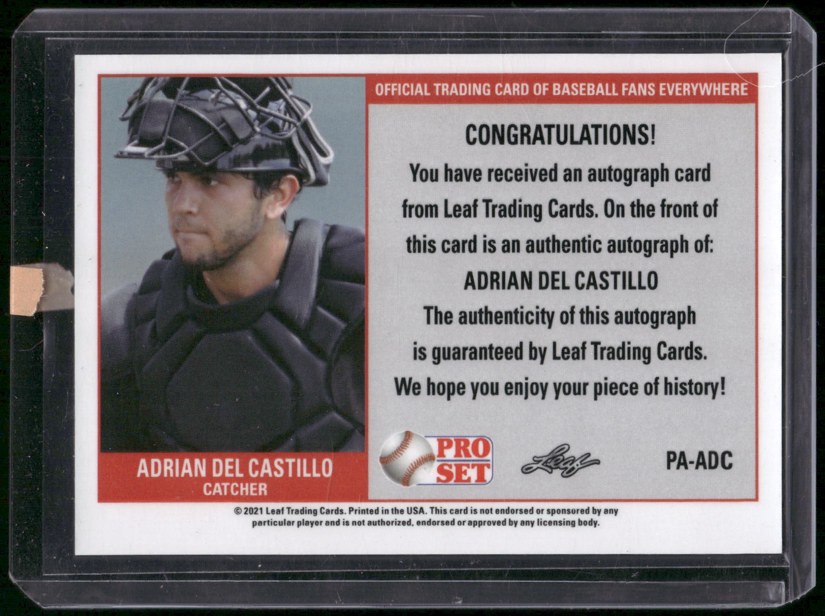 2021 Pro Set Metal Adrian Del Castillo Crystal Red Auto PA-ADC 1989 Retro