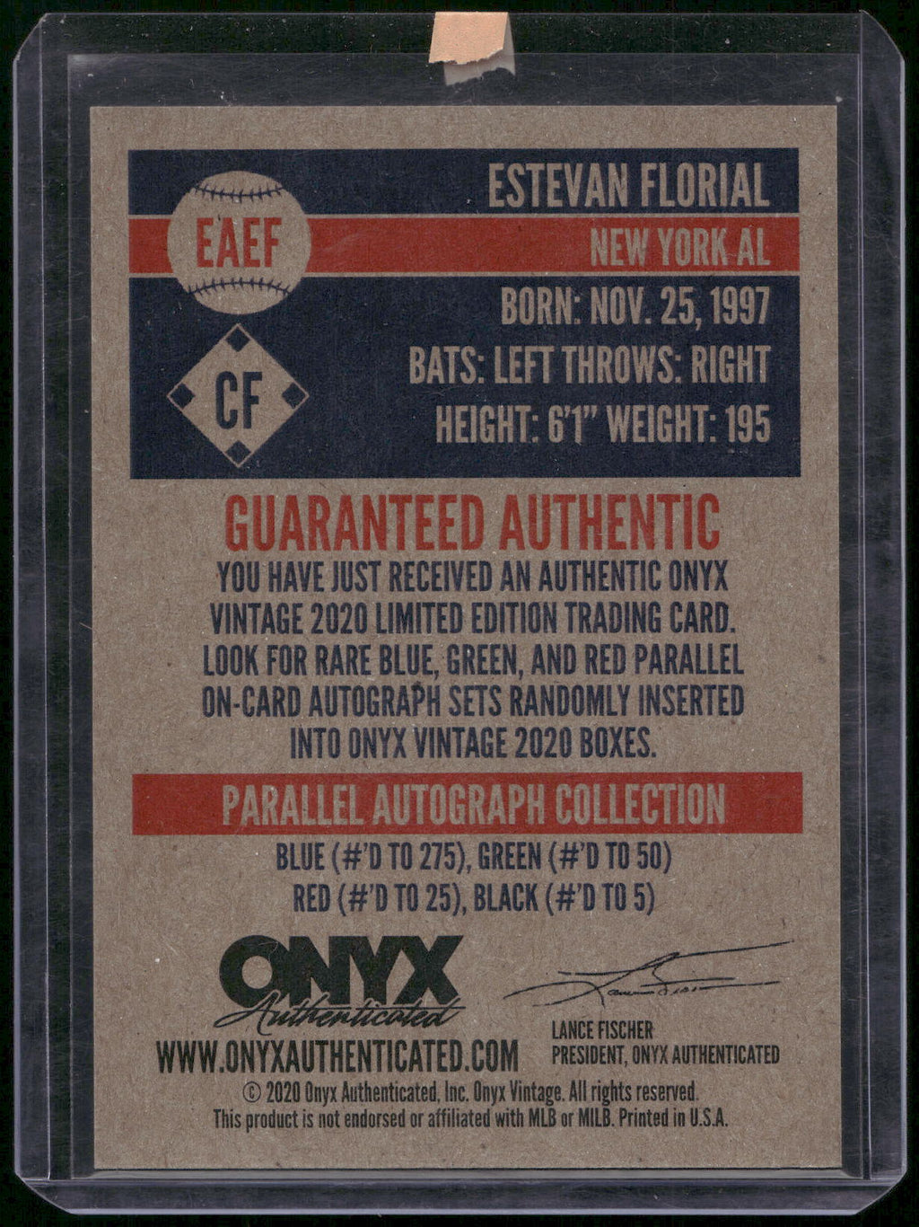 2020 Onyx Vintage Extended #EAEF Estevan Florial Autographs Blue