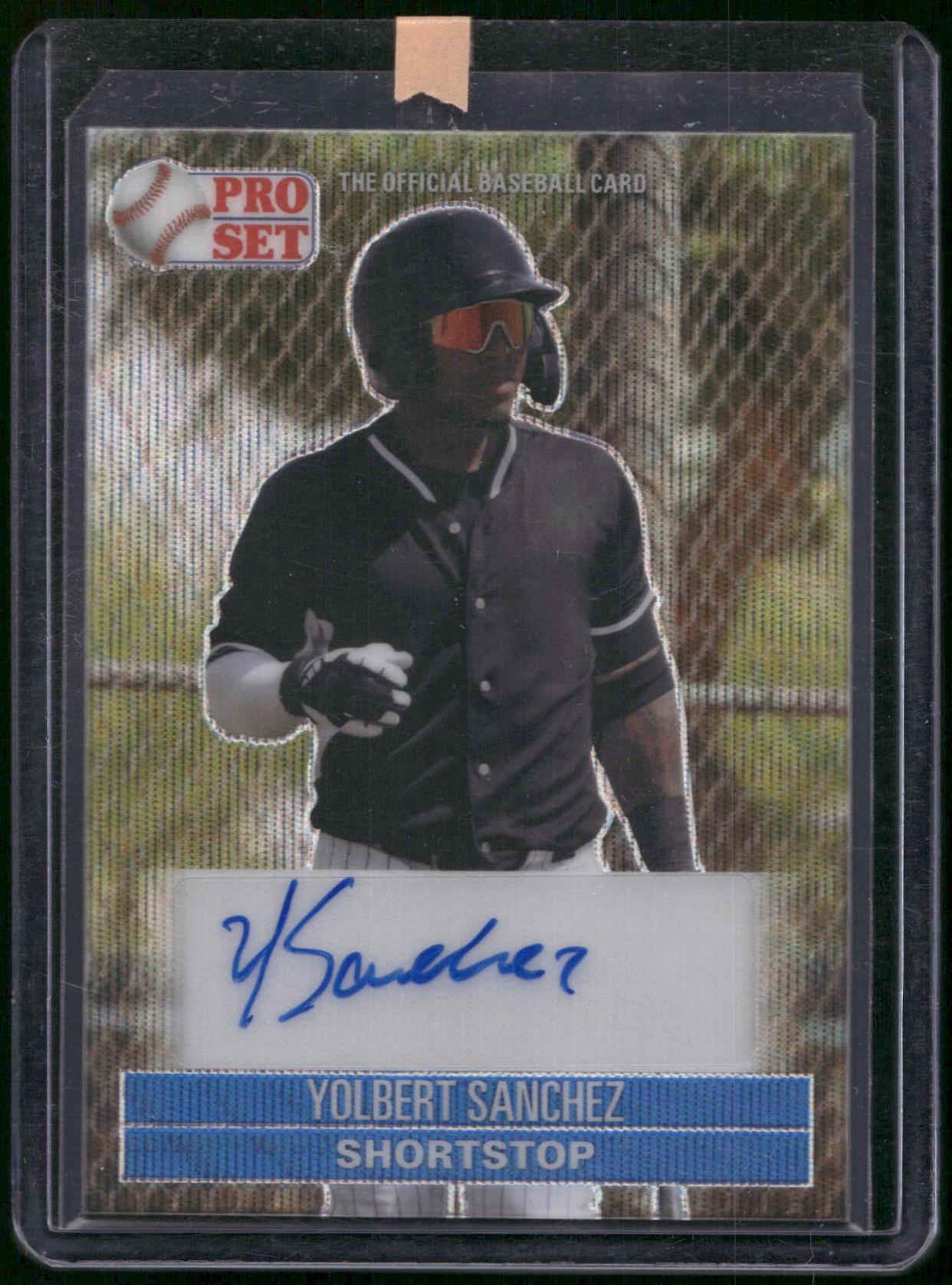 2021 Pro Set Metal Yolbert Sanchez 1991 Base Wave Blue Auto /30 PS1-YS1