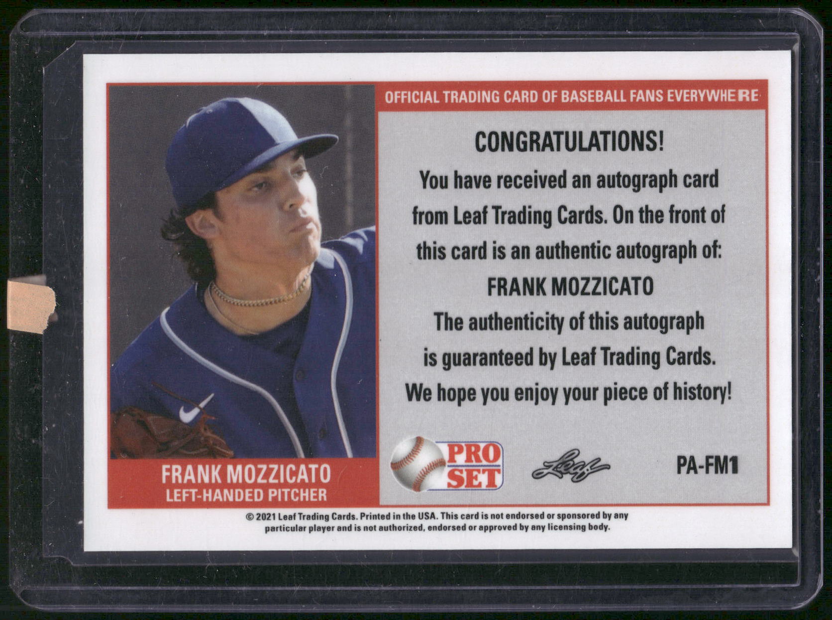 2021 Pro Set Metal Autographs Crystal Red #PA-FM1 Frank Mozzicato