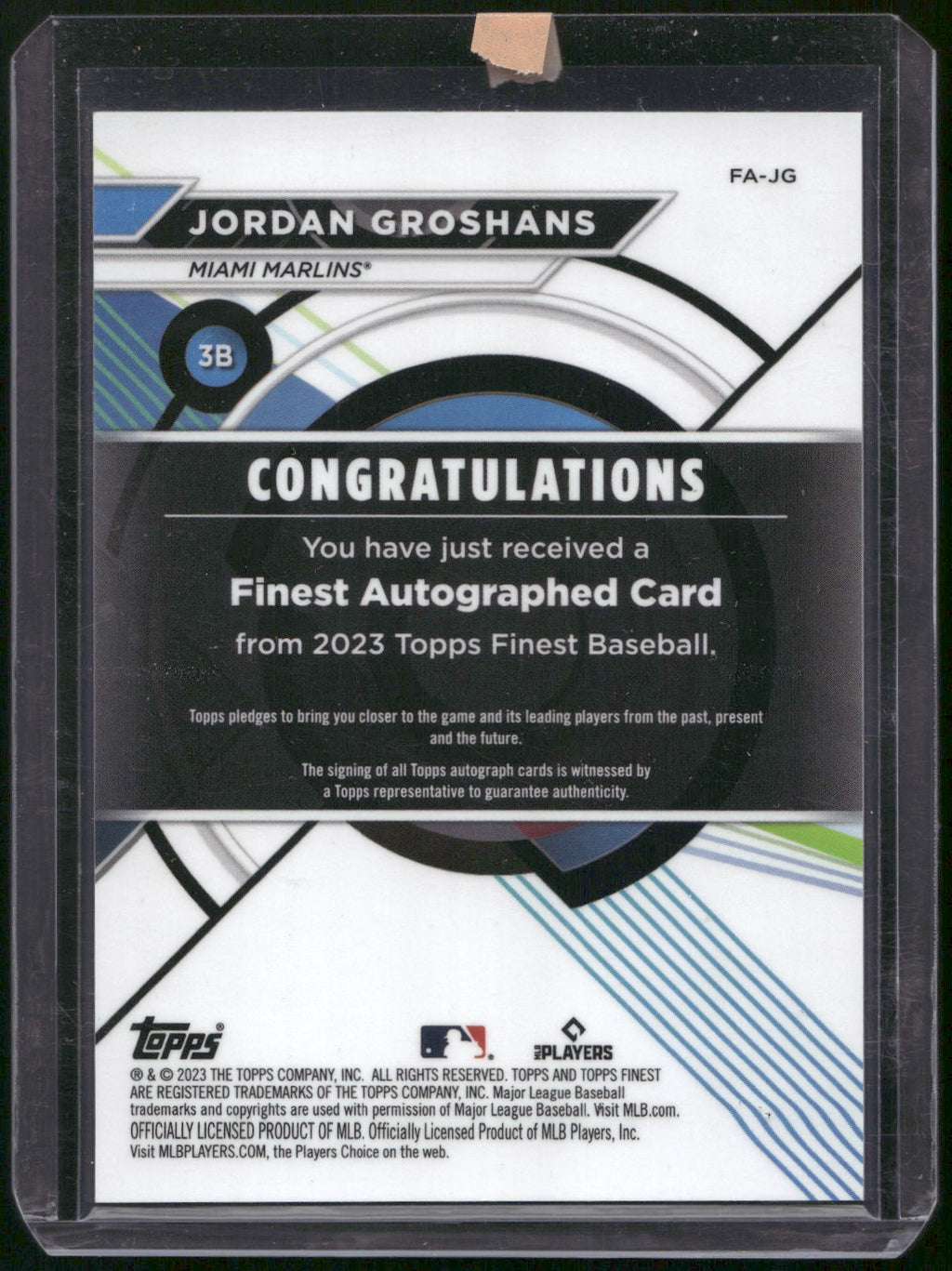 2023 Finest #FA-JG Jordan Groshans Finest Autographs
