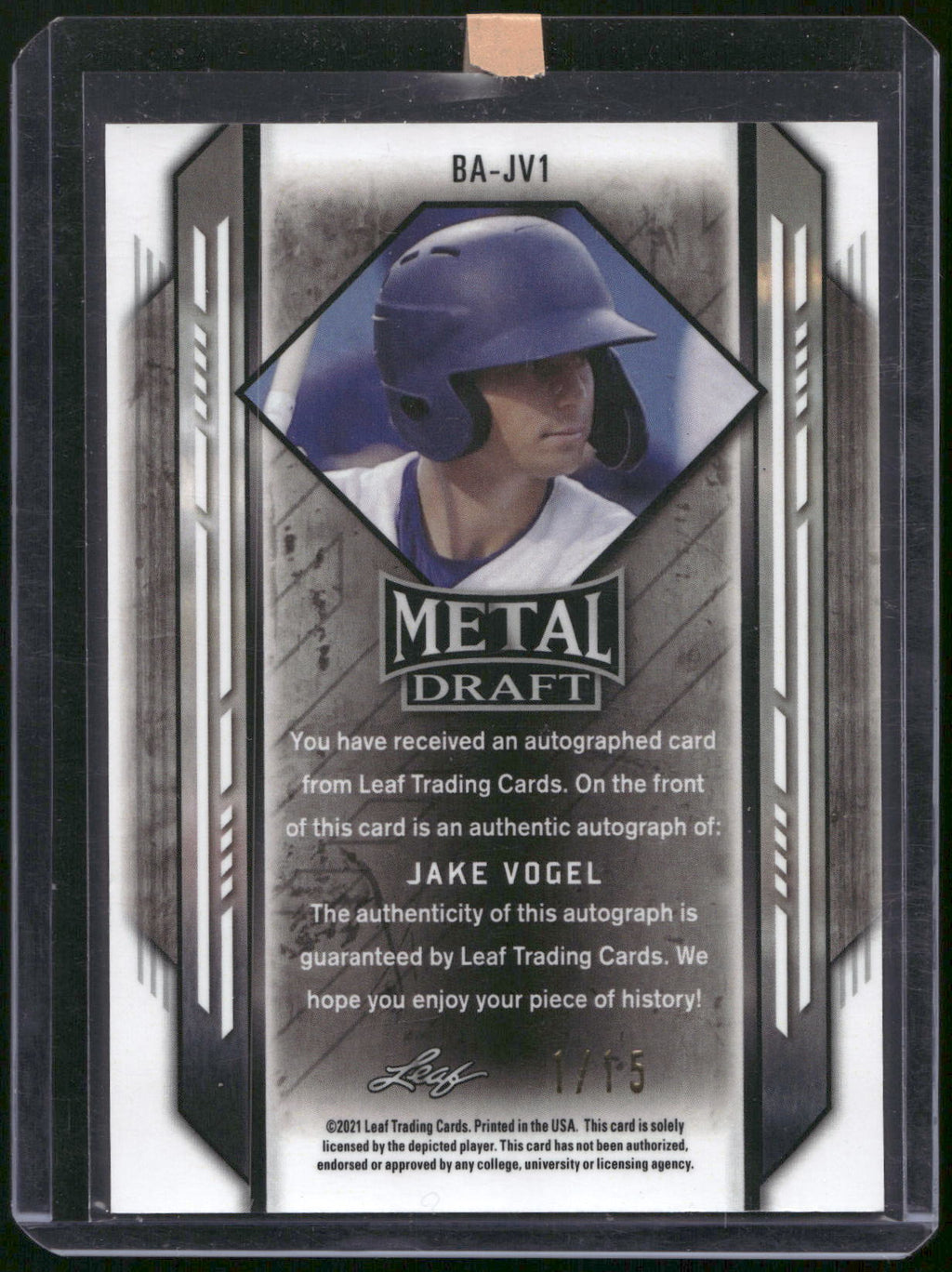 2020 Leaf Metal Draft #BA-JV1 Jake Vogel Blue Crystals