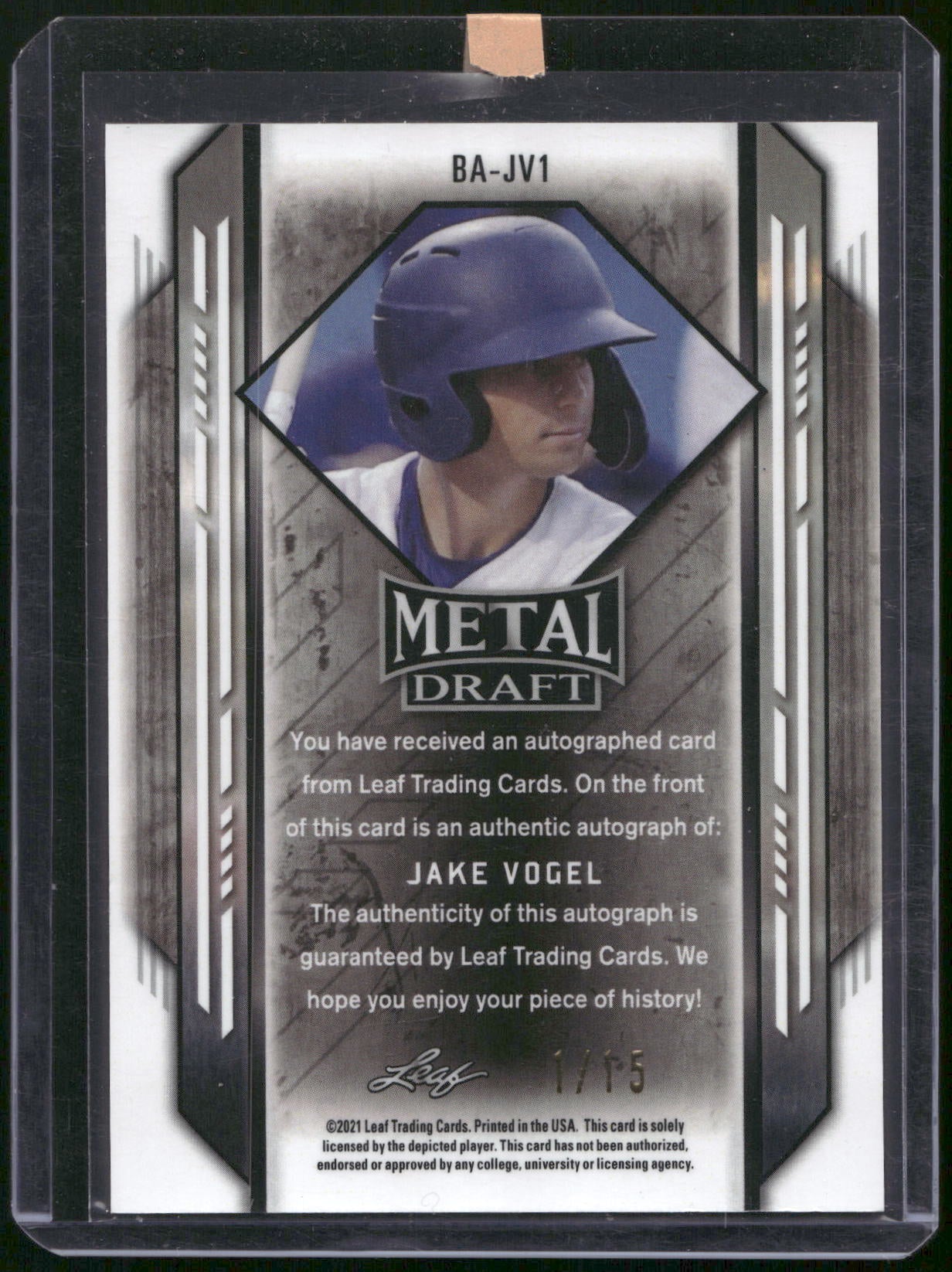 2020 Leaf Metal Draft #BA-JV1 Jake Vogel Blue Crystals