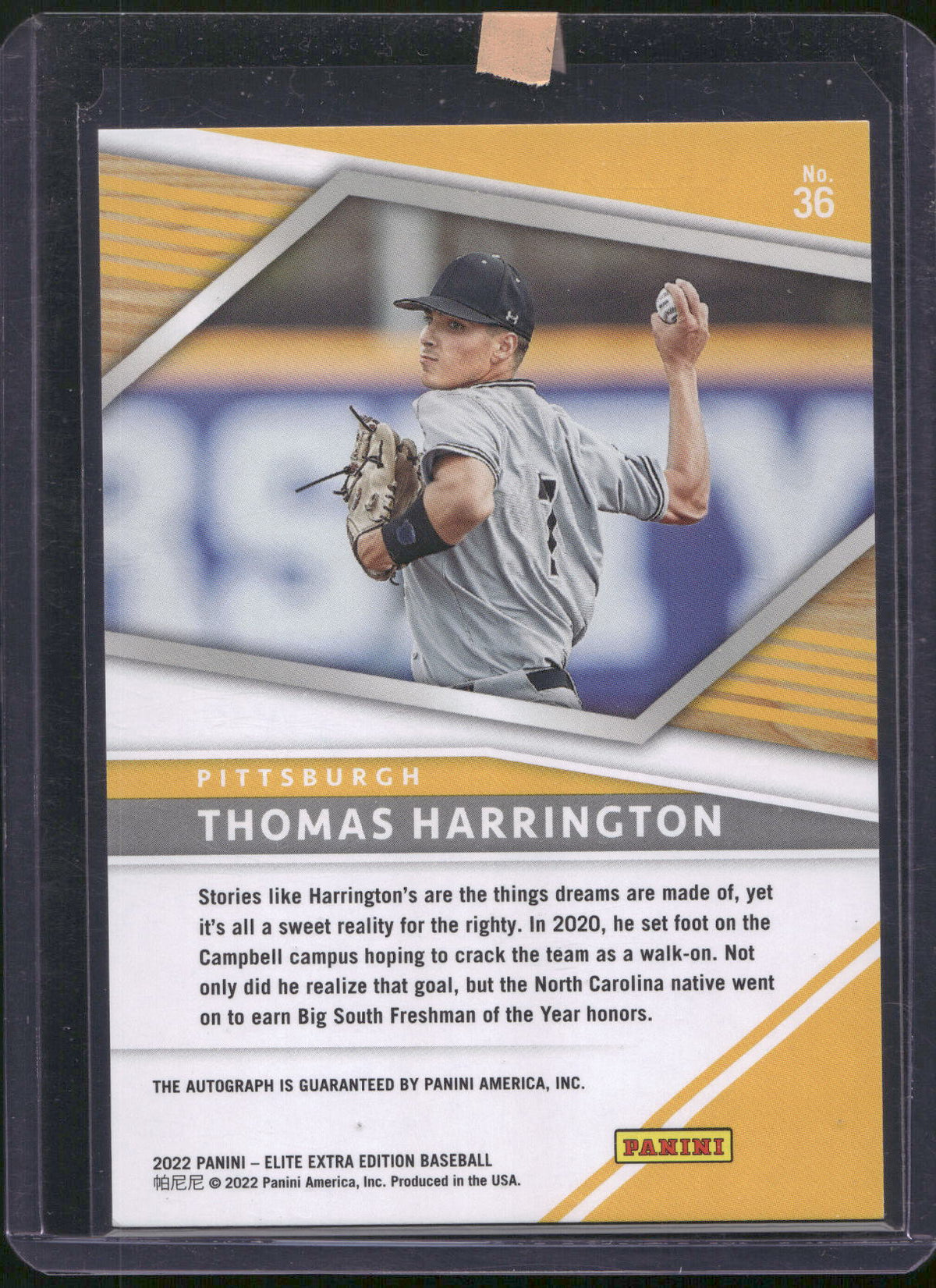 2022 Panini Elite Extra Edition #36 Thomas Harrington Signatures