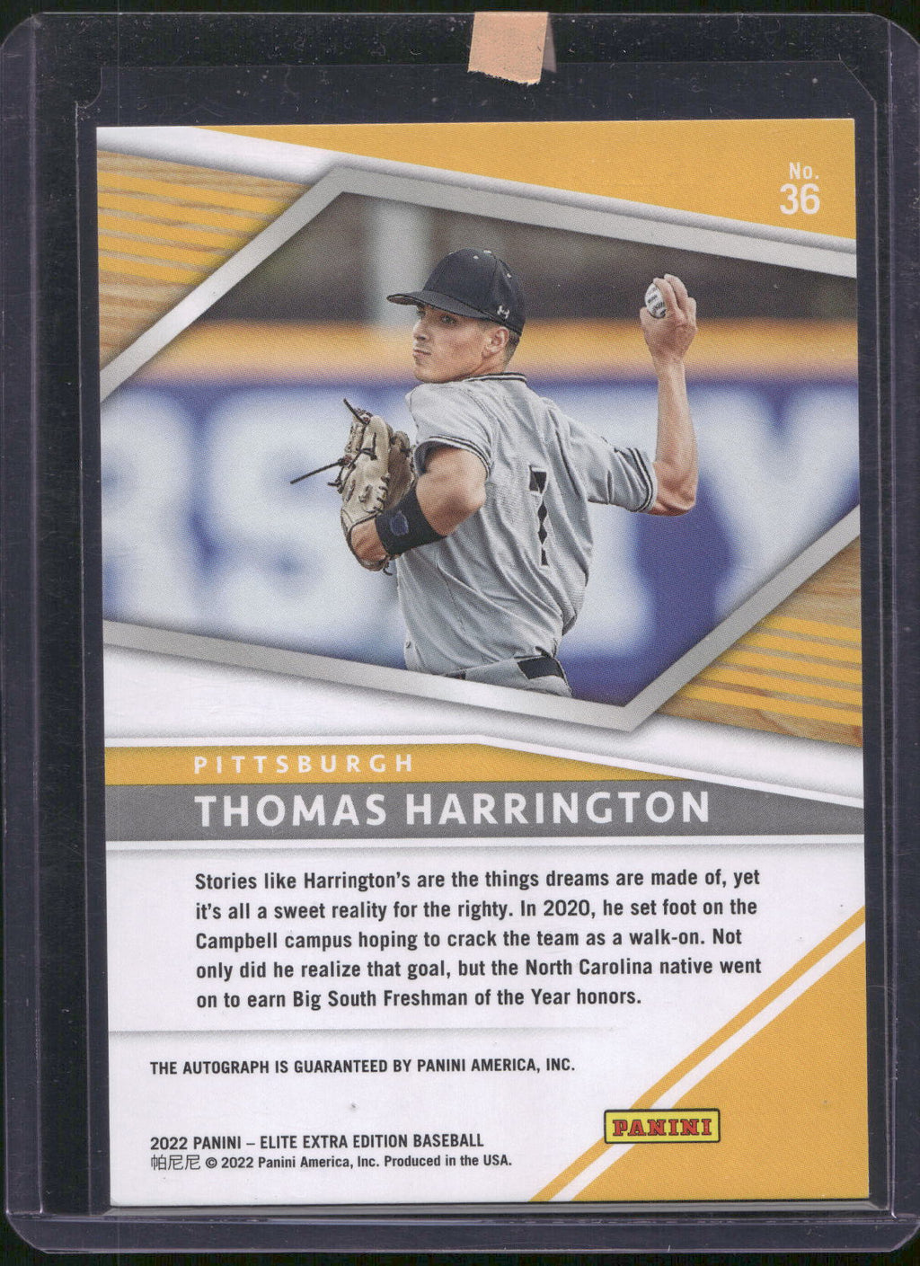 2022 Panini Elite Extra Edition #36 Thomas Harrington Signatures