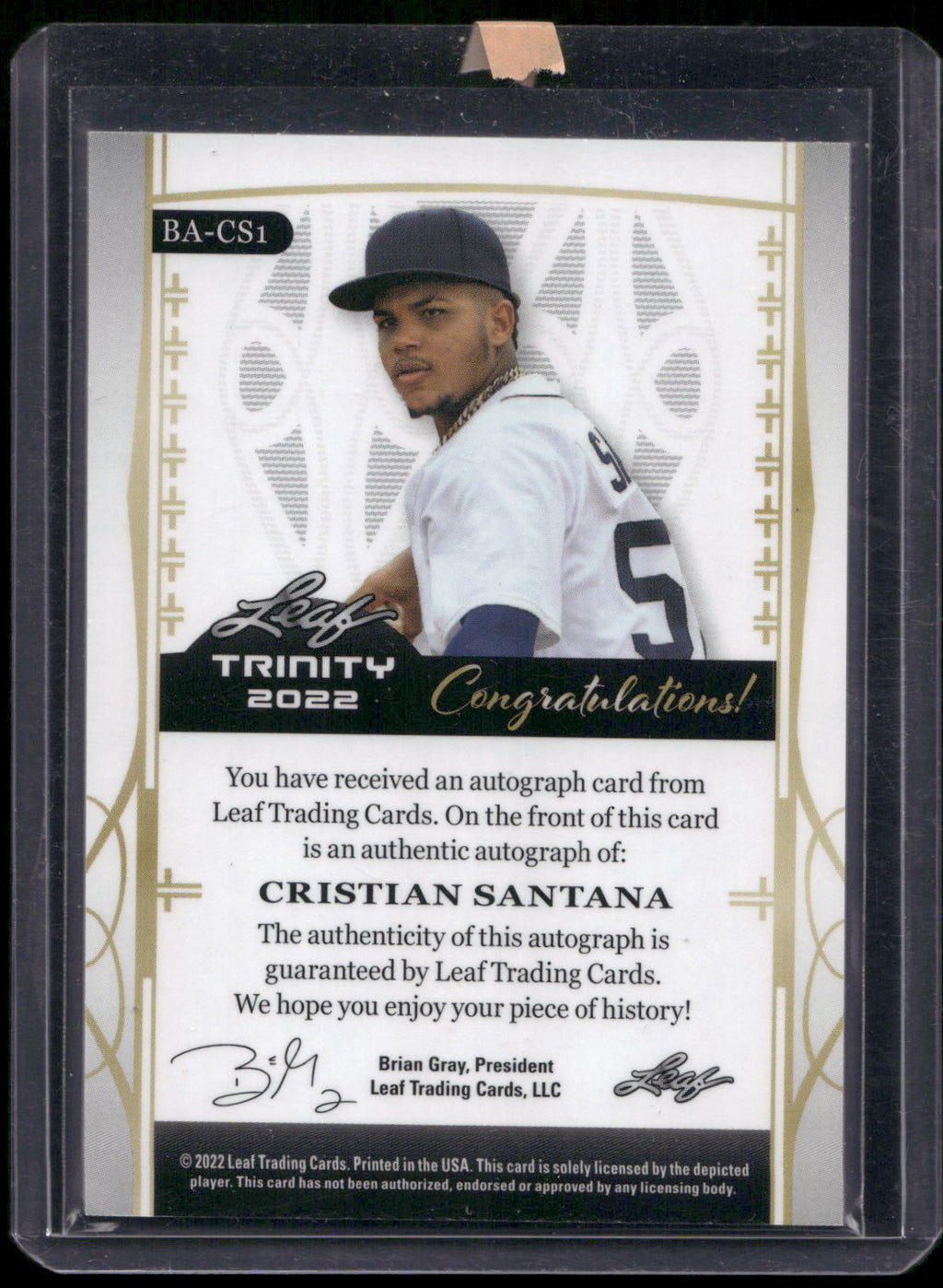 2021 Leaf Trinity #BA-CS1 Cristian Santana Platinum