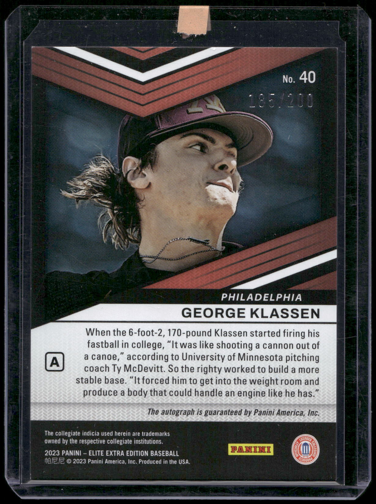 2023 Elite Extra Edition George Klassen Prime Numbers A Auto /200 Angels #40