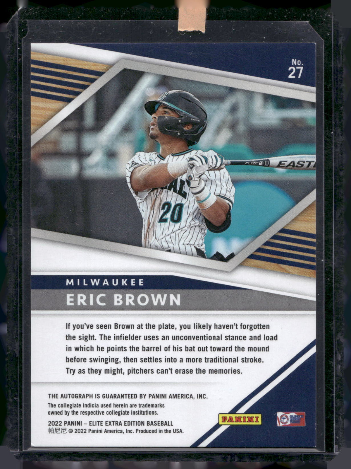 2022 Panini Elite Extra Edition #27 Eric Brown Signatures